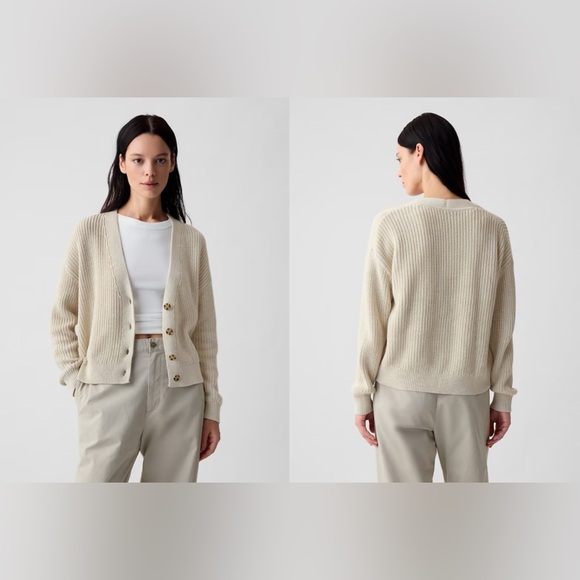 Gap Shaker-Stitch Cardigan - Chino Beige, M - Picture 7 of 7